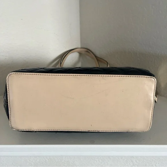 Anne Klein Quilted Patent Leather Shiny Black Tote Purse Shoulder Bag - Picture 10 of 14